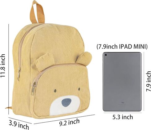 XINMAN Corduroy Toddler Backpack for Boys Girls 3-5, Cute Bear Animal Backpacks Preschool Kindergarten Backpack - Khaki in Saudi Arabia