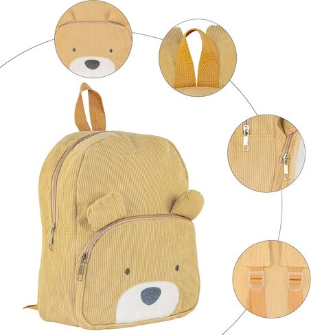 XINMAN Corduroy Toddler Backpack for Boys Girls 3-5, Cute Bear Animal Backpacks Preschool Kindergarten Backpack - Khaki in Saudi Arabia
