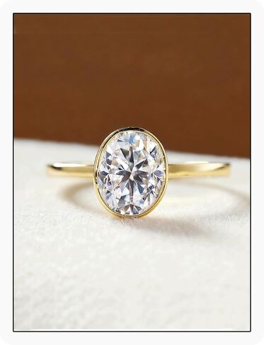 Dulin 1ct/2ct/3ct خاتم الخطوبة البيضاوي لها 14K الذهب مطلي الفضة الاسترليني مع مكعب زركونيا الحد الأدنى هدية الزفاف للزوجة وعد الذكرى السنوية لعيد الحب in Kuwait