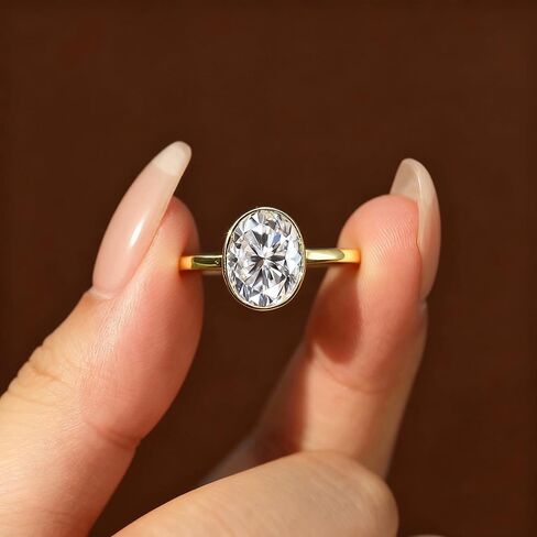 Dulin 1ct/2ct/3ct خاتم الخطوبة البيضاوي لها 14K الذهب مطلي الفضة الاسترليني مع مكعب زركونيا الحد الأدنى هدية الزفاف للزوجة وعد الذكرى السنوية لعيد الحب in Kuwait