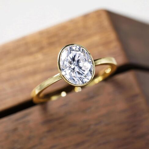 Dulin 1ct/2ct/3ct خاتم الخطوبة البيضاوي لها 14K الذهب مطلي الفضة الاسترليني مع مكعب زركونيا الحد الأدنى هدية الزفاف للزوجة وعد الذكرى السنوية لعيد الحب in Kuwait