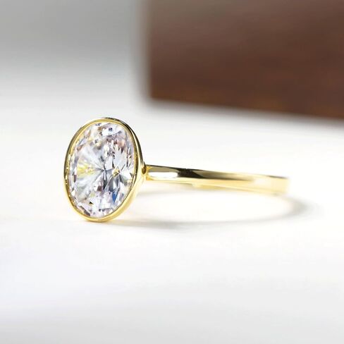 Dulin 1ct/2ct/3ct خاتم الخطوبة البيضاوي لها 14K الذهب مطلي الفضة الاسترليني مع مكعب زركونيا الحد الأدنى هدية الزفاف للزوجة وعد الذكرى السنوية لعيد الحب in Kuwait
