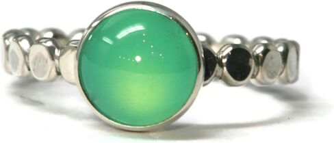 Salish Sea Inspirations 8mm Chrysoprase Beaded Band Ring in Kuwait