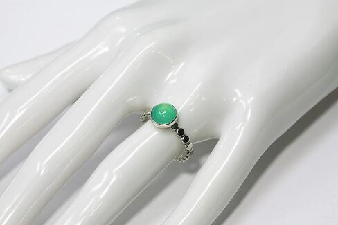 Salish Sea Inspirations 8mm Chrysoprase Beaded Band Ring in Kuwait