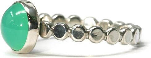 Salish Sea Inspirations 8mm Chrysoprase Beaded Band Ring in Kuwait