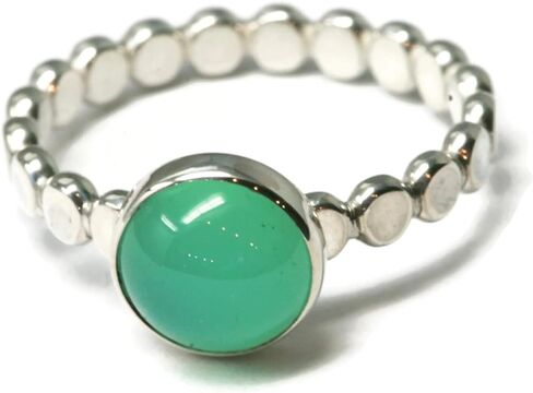 Salish Sea Inspirations 8mm Chrysoprase Beaded Band Ring in Kuwait