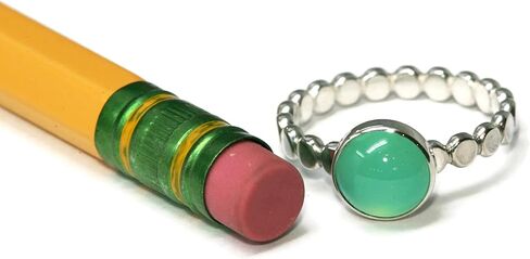 Salish Sea Inspirations 8mm Chrysoprase Beaded Band Ring in Kuwait