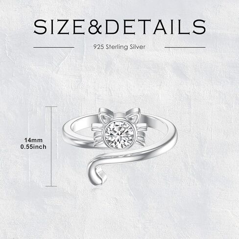 OUTANG Birthstone Cat Ring for Women 925 Sterling Silver Adjustable Open Animal Ring Jewelry Gifts in Saudi Arabia