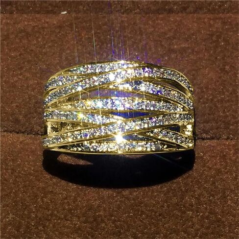 Fashion Lady's Multi-layer Cross Rings with Dazzling Zirconia Trendy Daily Jewelry in Saudi Arabia