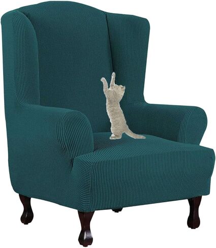 غطاء كرسي HACLEN Wingback مقاوم للخدش، قطعة واحدة قابلة للتمدد لكرسي الجناح قابل للغسل، غطاء كرسي مريح لغرفة المعيشة (رمادي فاتح، مقاس واحد) in Kuwait