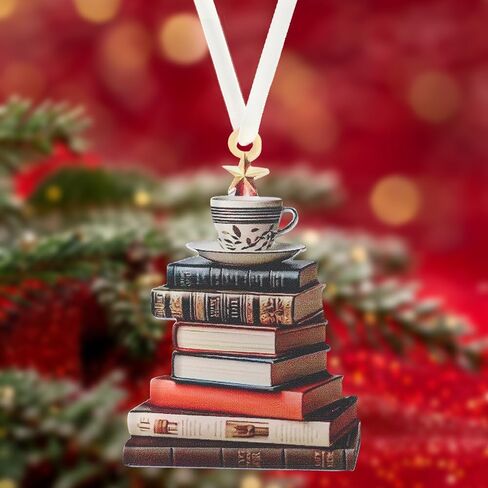 Book Decor Ornament Glass Window Hanging - Acrylic Christmas Tree-Shaped Coffee Star Bookish Gifts for Teacher Book Lovers Decorations Accessories in Saudi Arabia
