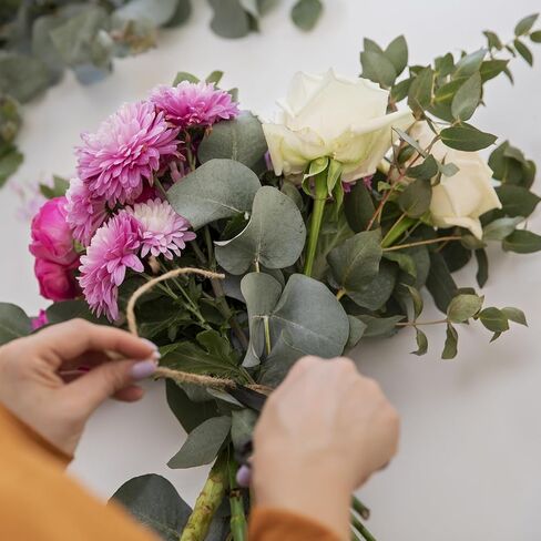 JOUTYFOR 50 Pcs Artificial Eucalyptus Stem, Fake Silver Dollar Eucalyptus Leaves Stems Bulk Real Touch Faux Leaf Branches for DIY Bouquets Floral Arrangement Wedding Home Decor in Saudi Arabia