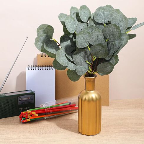 JOUTYFOR 50 Pcs Artificial Eucalyptus Stem, Fake Silver Dollar Eucalyptus Leaves Stems Bulk Real Touch Faux Leaf Branches for DIY Bouquets Floral Arrangement Wedding Home Decor in Saudi Arabia