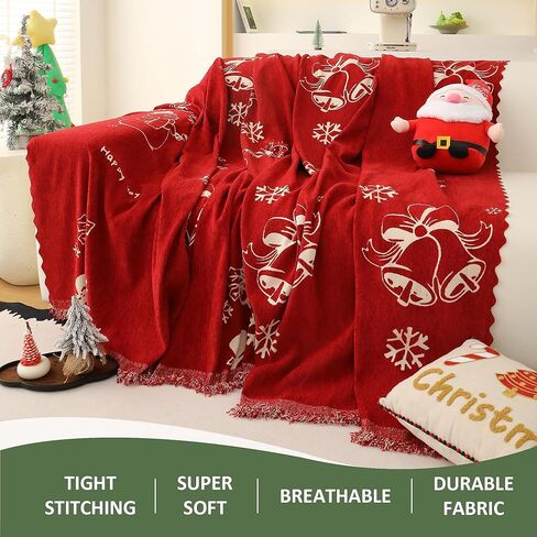 UWWGKK Couch Cover for Loveseat Covers Reversible, Christmas Bells Couch Slipcover with Tassel for Holidays,Living Room in Saudi Arabia