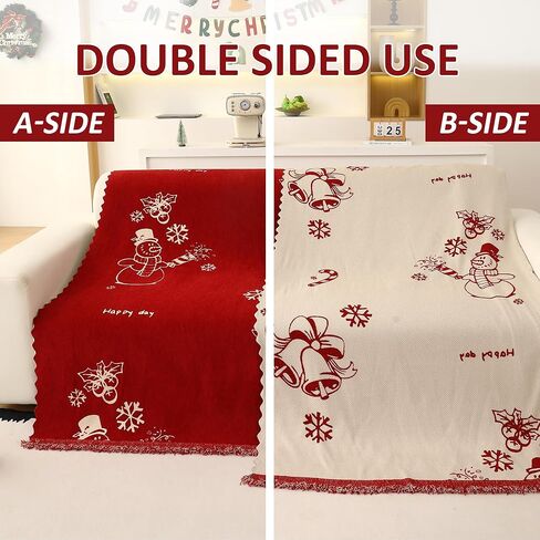 UWWGKK Couch Cover for Loveseat Covers Reversible, Christmas Bells Couch Slipcover with Tassel for Holidays,Living Room in Saudi Arabia