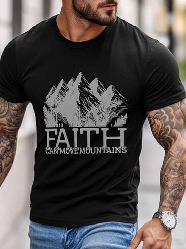 Men's T-Shirt,Short Sleeve Tee Shirt Casual Tops Mountain Forest Crew Neck T Shirts for Men in Saudi Arabia