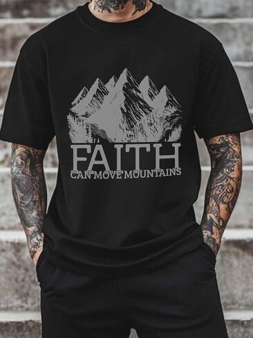 Men's T-Shirt,Short Sleeve Tee Shirt Casual Tops Mountain Forest Crew Neck T Shirts for Men in Saudi Arabia