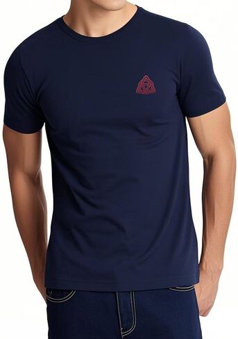 Men's Classic T Shirts Triquetra Celtic Red Symbology Embroidered Short Sleeve Casual T-Shirts for Men in Saudi Arabia