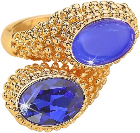 Hebelee Double CZ Teardrop Open Wrap Ring for Women Gold-Toned Fashion Crystal Chunky Band Finger Stacking Rings Adjustable Lightweight Comfort Fit Engagement Wedding Jewelry in Saudi Arabia