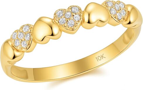 MAX + STONE 10K Gold Reverse Heart Cubic Zirconia Ring | 10K Real Yellow Gold Band | Anti-Tarnishing and Hypoallergenic 10k Gold CZ Ring | CZ Heart Ring for Women in size 6-8 in Saudi Arabia