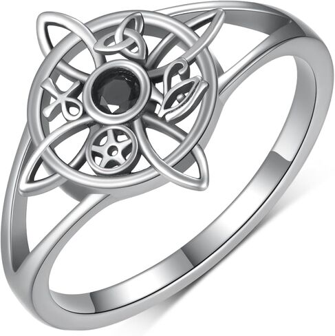 qielizhu Witches Knot Rings 925 Sterling Silver Witches Knot Ankh Eye of Horus Wiccan Jewelry Gifts for Women in Saudi Arabia
