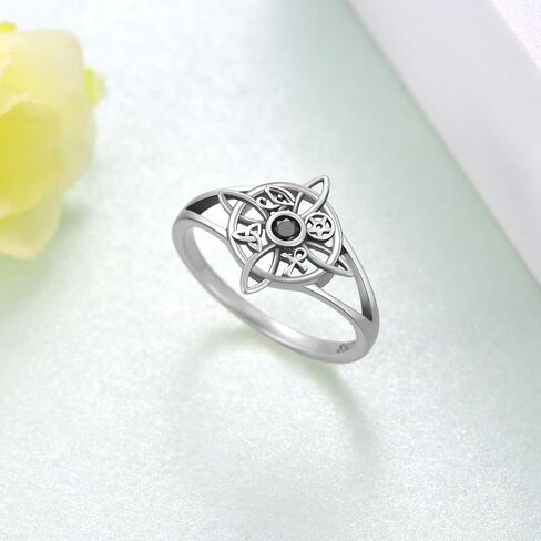 qielizhu Witches Knot Rings 925 Sterling Silver Witches Knot Ankh Eye of Horus Wiccan Jewelry Gifts for Women in Saudi Arabia