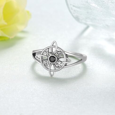 qielizhu Witches Knot Rings 925 Sterling Silver Witches Knot Ankh Eye of Horus Wiccan Jewelry Gifts for Women in Saudi Arabia