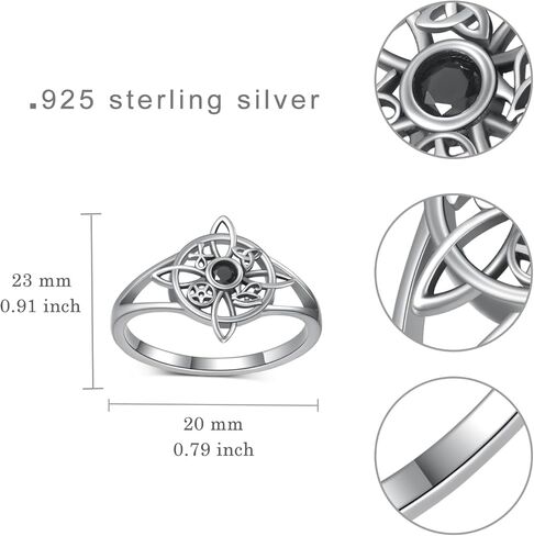 qielizhu Witches Knot Rings 925 Sterling Silver Witches Knot Ankh Eye of Horus Wiccan Jewelry Gifts for Women in Saudi Arabia