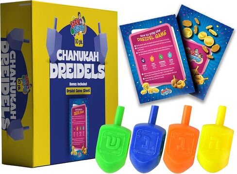 Izzy 'n' Dizzy Medium Dreidels Assorted Colors with Classic Chanukah Spinning Draidel Game, Gift and Prize - Bulk (Pack of 30) in Kuwait