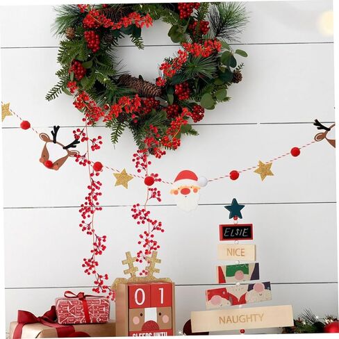190cm Garlands for Decoration Christmas, Red Berry Garland, Red and Berry Christmas Garland for Indoor Outdoor Home Fireplace Decoration for Winter Holiday New (Nine-pronged Rattan) in Saudi Arabia