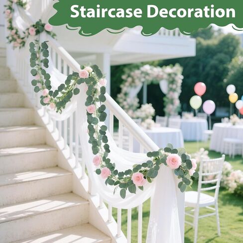 RAINFLOW Eucalyptus Garland for Table - 6PCS Faux Greenery Garland Green Garlands for Decoration Centerpiece Table Decorations Home Mantle Balcony Classroom Leaves Wall Wedding Room Decor 7.1FT in Saudi Arabia