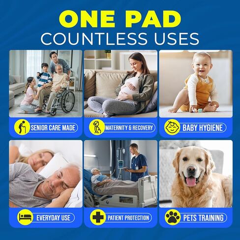 Super Absorbent Disposable Bed Pads 30"x36" (50 Count) – Leakproof Underpads for Adults, Incontinence, Baby Changing & Puppy Pee Pads – Quick Dry, Waterproof, Dog Training & Bed Protection in Saudi Arabia