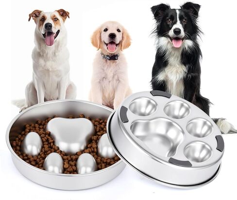 Slow Feeder Dog Bowls Stainless Steel Dog Bowls with Non-Slip Rubber Base Metal Large Capacity Slow Feed Dog Bowl for Small Medium Size Dogs Large Breed in Kuwait