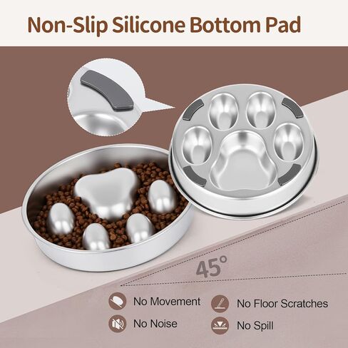 Slow Feeder Dog Bowls Stainless Steel Dog Bowls with Non-Slip Rubber Base Metal Large Capacity Slow Feed Dog Bowl for Small Medium Size Dogs Large Breed in Kuwait