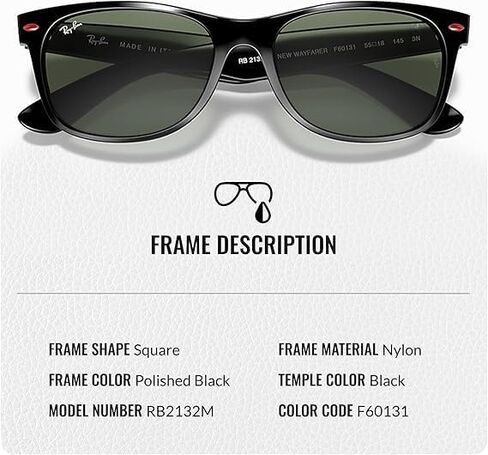Ray -Ban RB2132M New Wayfarer Ferrari Collection Square Square Square Geasons for Men & Women - Glassic Classic Sun Grounding - Premium UV Protect in Saudi Arabia