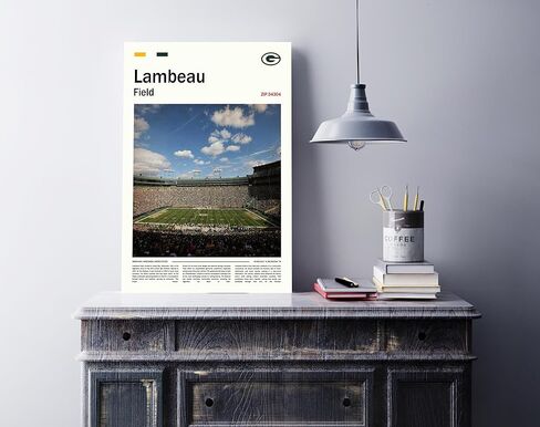 (غير مؤطرة 11 × 17 بوصة) طباعة قماشية من LambeauField - لوحة فنية جدارية من Green Bay Home Field لمحبي التعبئة، ملصق رياضي لغرفة الألعاب أو ديكور كهف الرجل in Kuwait