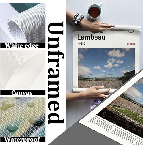 (غير مؤطرة 11 × 17 بوصة) طباعة قماشية من LambeauField - لوحة فنية جدارية من Green Bay Home Field لمحبي التعبئة، ملصق رياضي لغرفة الألعاب أو ديكور كهف الرجل in Kuwait