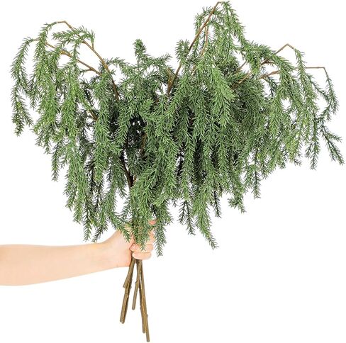 Giegxin 6 Pcs 27.6'' Artificial Christmas Norfolk Pine Branches Real Touch Norfolk Pine Picks Filler Faux Cedar Stem Fake Greenery Picks for Christmas Vase DIY Garland Wreath Home Decoration in Saudi Arabia