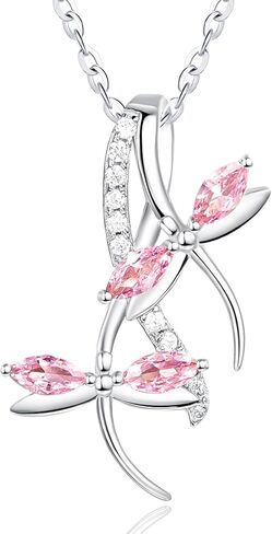 JIYVY32 Colorful Necklace for Women White Gold Butterfly/Dragonfly Animal Pendant Necklaces With 12 Months Birthstone Anniversary Christmas Birthday Gifts for Grandkids Her Wife in Saudi Arabia