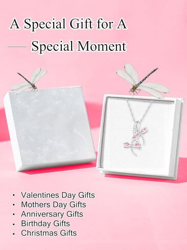 JIYVY32 Colorful Necklace for Women White Gold Butterfly/Dragonfly Animal Pendant Necklaces With 12 Months Birthstone Anniversary Christmas Birthday Gifts for Grandkids Her Wife in Saudi Arabia