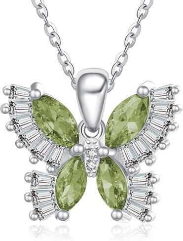 JIYVY32 Colorful Necklace for Women White Gold Butterfly/Dragonfly Animal Pendant Necklaces With 12 Months Birthstone Anniversary Christmas Birthday Gifts for Grandkids Her Wife in Saudi Arabia