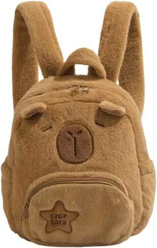 Plush Capybara Backpack Fuzzy Brown Cute Animal Capybara Bag Gift Adjustable Shoulder Strap in Saudi Arabia
