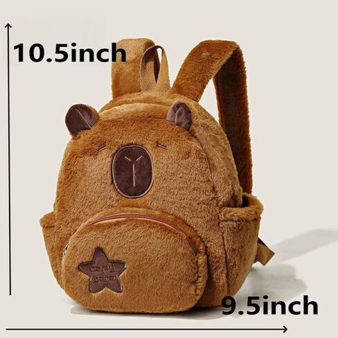 Plush Capybara Backpack Fuzzy Brown Cute Animal Capybara Bag Gift Adjustable Shoulder Strap in Saudi Arabia