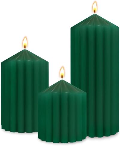 شموع عمودية مزخرفة مصنوعة يدويًا باللون العاجي - شموع دهنية مقاس 2.75 × 3 بوصة/4 بوصة/6 بوصة - شموع مشتعلة طويلة الأمد لديكور المنزل والهدايا والمناسبات in Kuwait