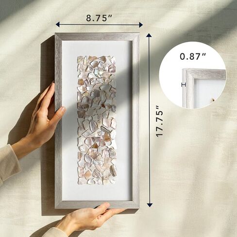 لوحة فنية جدارية مزخرفة ثلاثية الأبعاد من American Art Decor بإطار بلون الشمبانيا، مجموعة من قطعتين - لوحات عمودية باللونين العاجي والبيج، ديكور على شكل شاطئ بحري ساحلي، 8.75 بوصة × 17.75 بوصة in Saudi Arabia