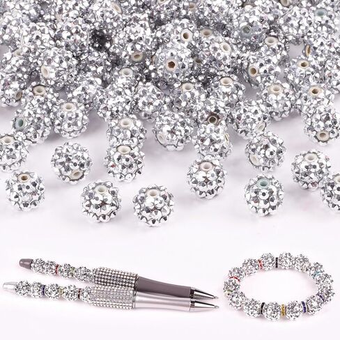 50 Rhinestone Beads and 200 Spacer Beads, Beads for Pens, Beads for Beadable Pens, Beads for Bracelets, Focal Beads in Kuwait