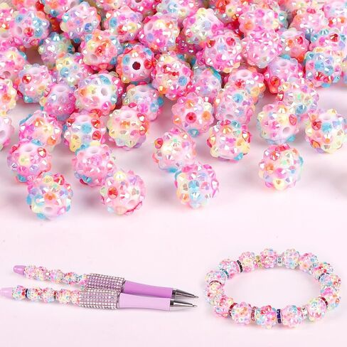 50 Rhinestone Beads and 200 Spacer Beads, Beads for Pens, Beads for Beadable Pens, Beads for Bracelets, Focal Beads in Kuwait