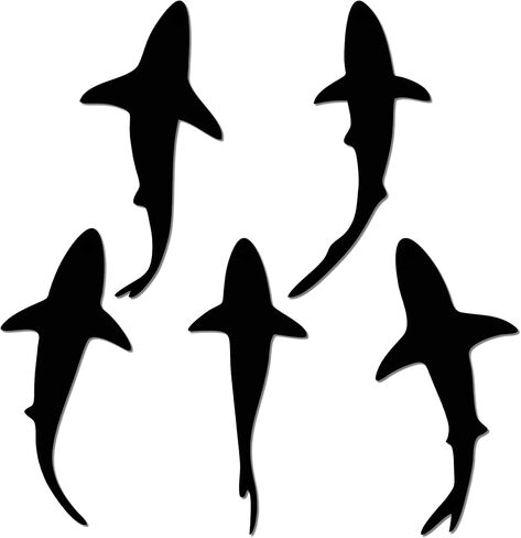 JEWLOVE Shark Decor - لوحة فنية جدارية معدنية مع 5 أسماك قرش للسباحة، لوحة فنية جدارية للأسماك للحمام وغرفة المعيشة، ديكور للأسماك الخارجية والداخلية لعيد الميلاد وعيد الشكر in Kuwait