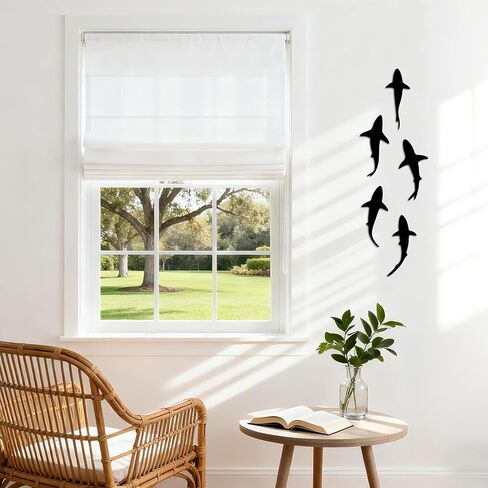 JEWLOVE Shark Decor - لوحة فنية جدارية معدنية مع 5 أسماك قرش للسباحة، لوحة فنية جدارية للأسماك للحمام وغرفة المعيشة، ديكور للأسماك الخارجية والداخلية لعيد الميلاد وعيد الشكر in Kuwait