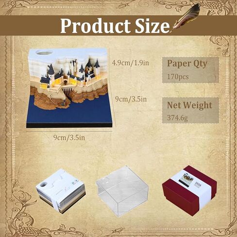 3D Memo Pads Calendar 2025 ، Magic Castle 3D DIY Memo Memo Pad with Lights ، Time Piece Calendar 2025 Tear Away Corving Diy Post Post Craft (Magic Castle) in Saudi Arabia